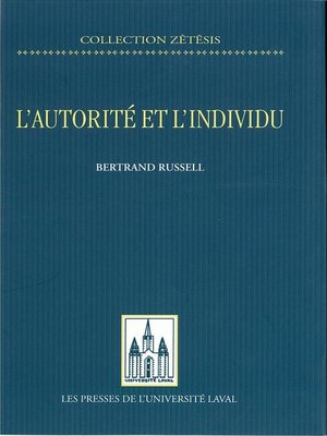 cover image of L'autorité et l'individu